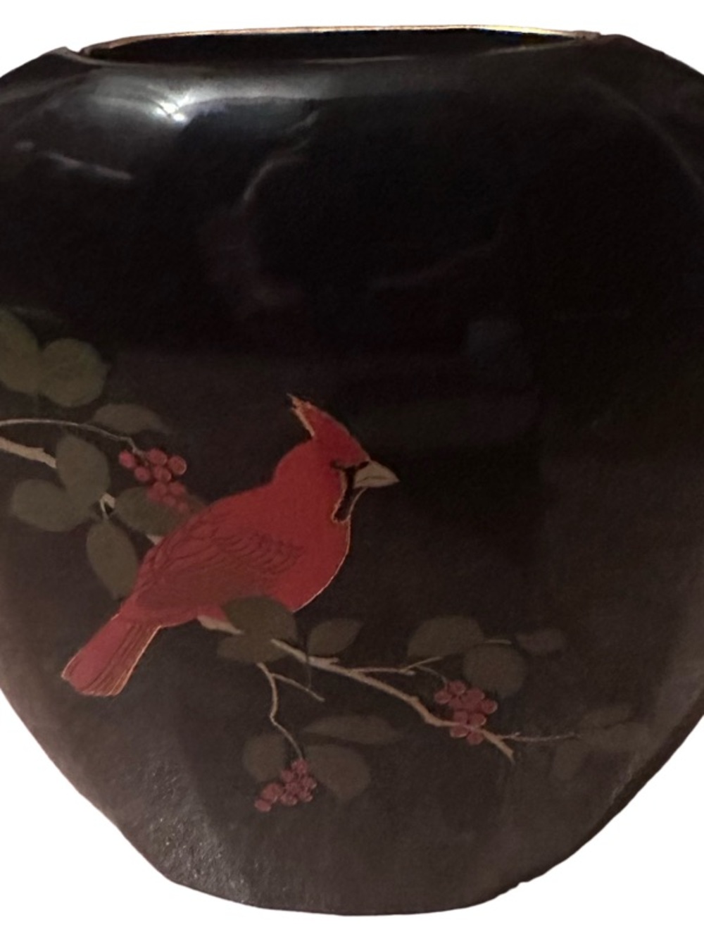 Vintage Mid Century Otagiri Japan Gibson Greeting Cards Black Cardinal Vase - Picture 5 of 16